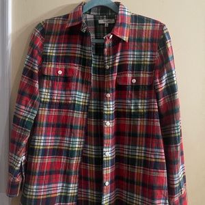 Madewell ex-boyfriend multicolor flannel button down shirt.